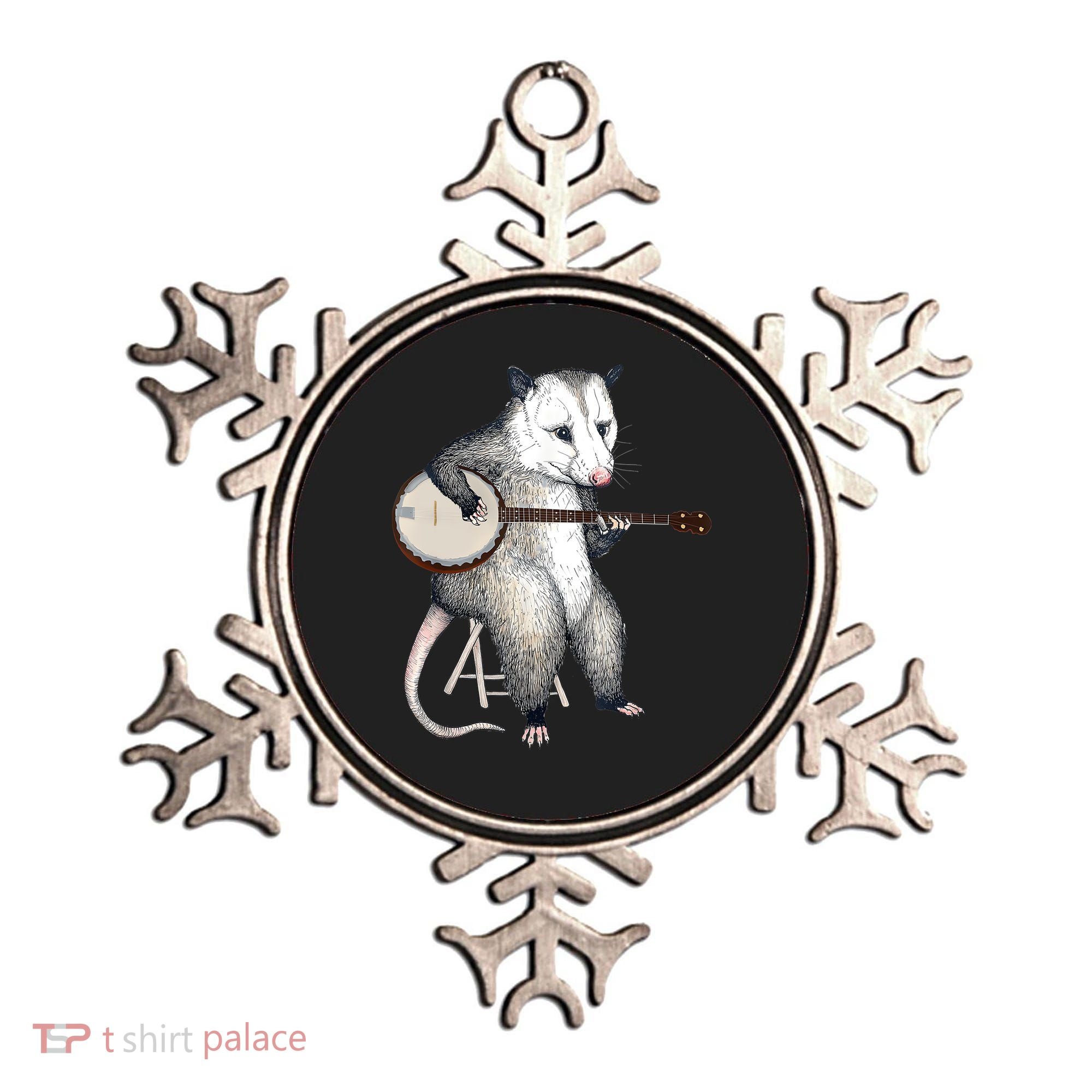 Opossum Playing Banjo Guitar Possum Live Weird Trash Kitty Ornament