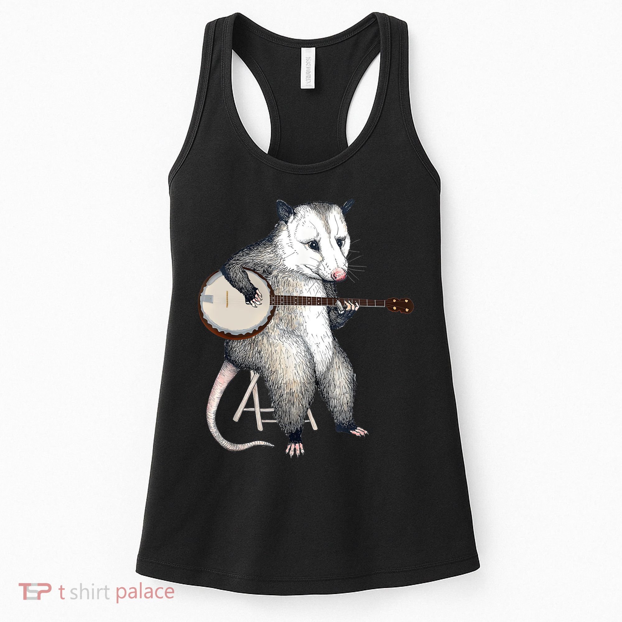 Opossum Playing Banjo Guitar Possum Live Weird Trash Kitty Women's Tank Top