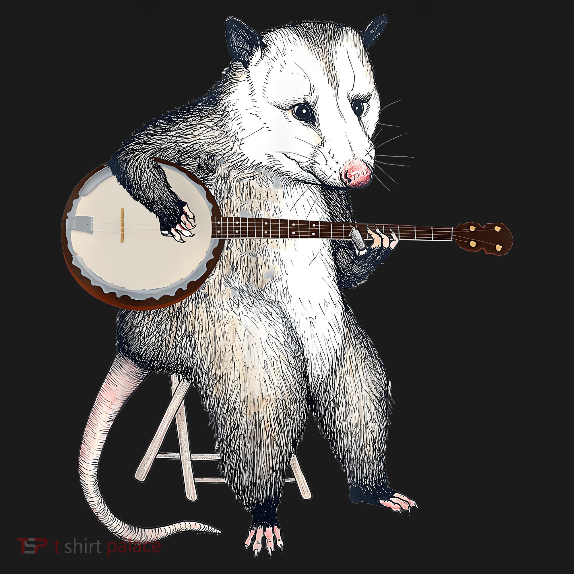 Opossum Playing Banjo Guitar Possum Live Weird Trash Kitty Women's Tank Top