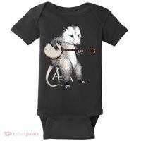 Opossum Playing Banjo Guitar Possum Live Weird Trash Kitty Baby Bodysuit thumb 0