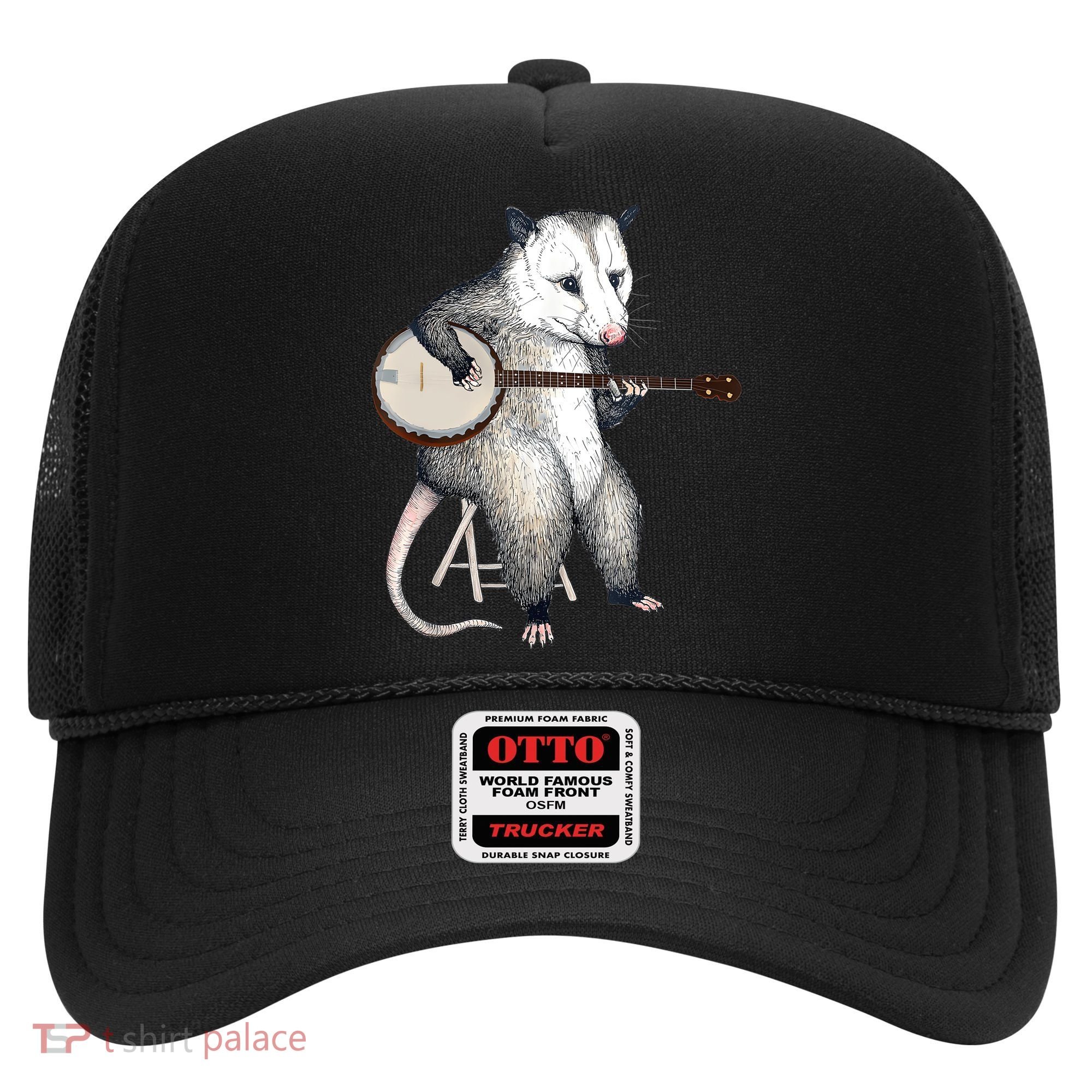 Opossum Playing Banjo Guitar Possum Live Weird Trash Kitty Hat
