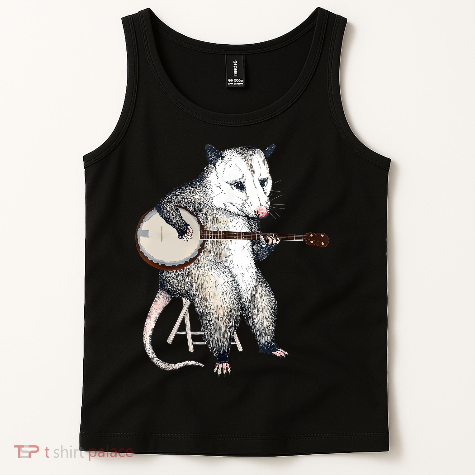 Opossum Playing Banjo Guitar Possum Live Weird Trash Kitty Tank Top