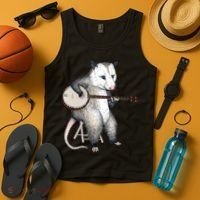 Opossum Playing Banjo Guitar Possum Live Weird Trash Kitty Tank Top thumb 4