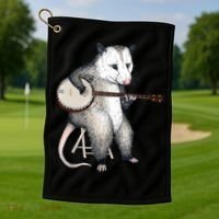 Opossum Playing Banjo Guitar Possum Live Weird Trash Kitty Golf Towel thumb 1