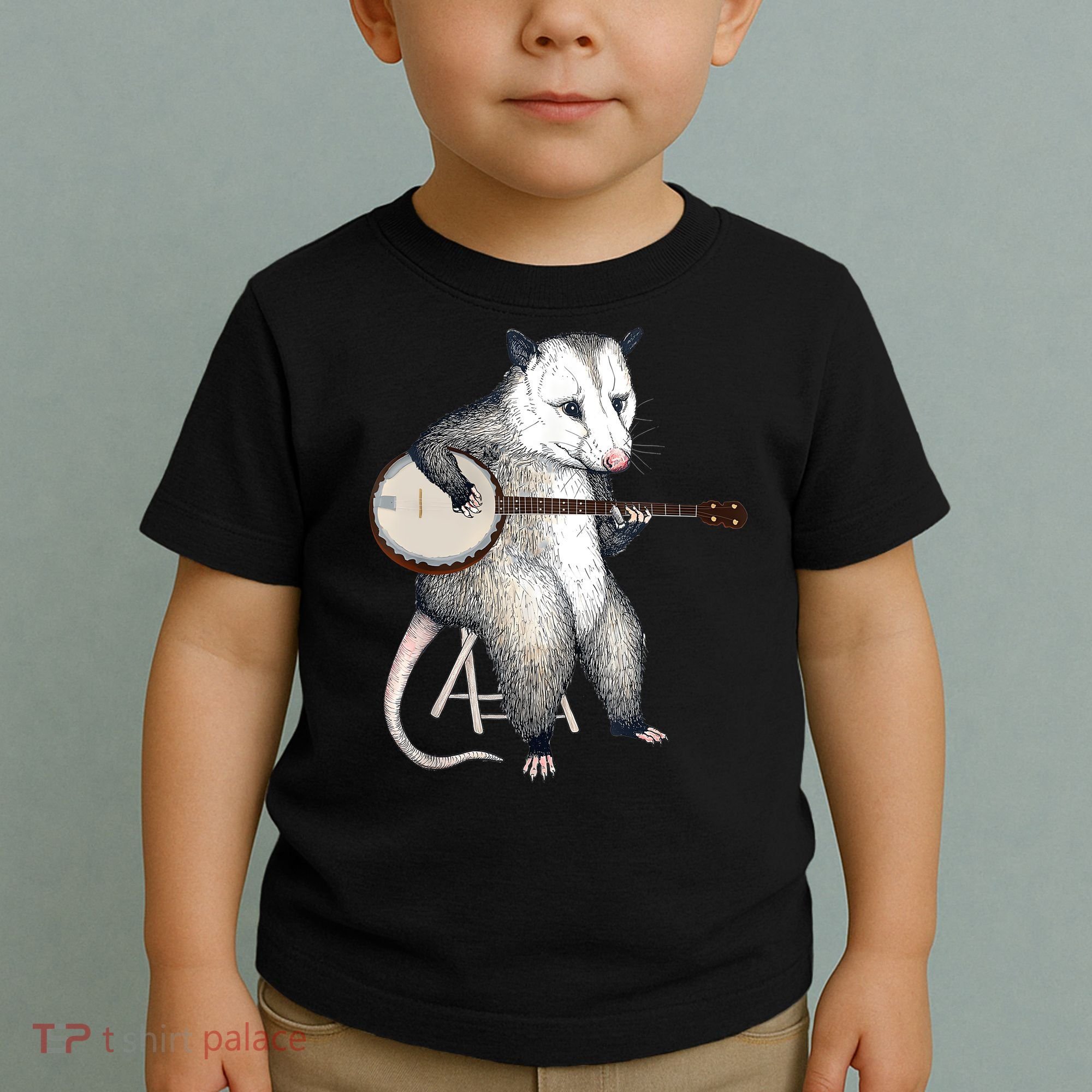 Opossum Playing Banjo Guitar Possum Live Weird Trash Kitty Toddler T-Shirt