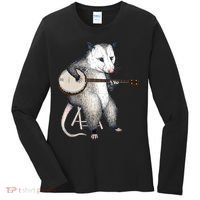 Opossum Playing Banjo Guitar Possum Live Weird Trash Kitty Women's Long Sleeve Shirt thumb 0