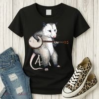 Opossum Playing Banjo Guitar Possum Live Weird Trash Kitty Women's T-Shirt thumb 3