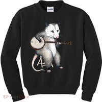 Opossum Playing Banjo Guitar Possum Live Weird Trash Kitty Kids Sweatshirt thumb 0