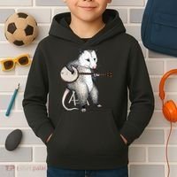 Opossum Playing Banjo Guitar Possum Live Weird Trash Kitty Kids Hoodie thumb 2