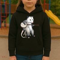 Opossum Playing Banjo Guitar Possum Live Weird Trash Kitty Kids Hoodie thumb 3