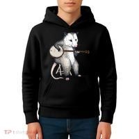 Opossum Playing Banjo Guitar Possum Live Weird Trash Kitty Kids Hoodie thumb 4