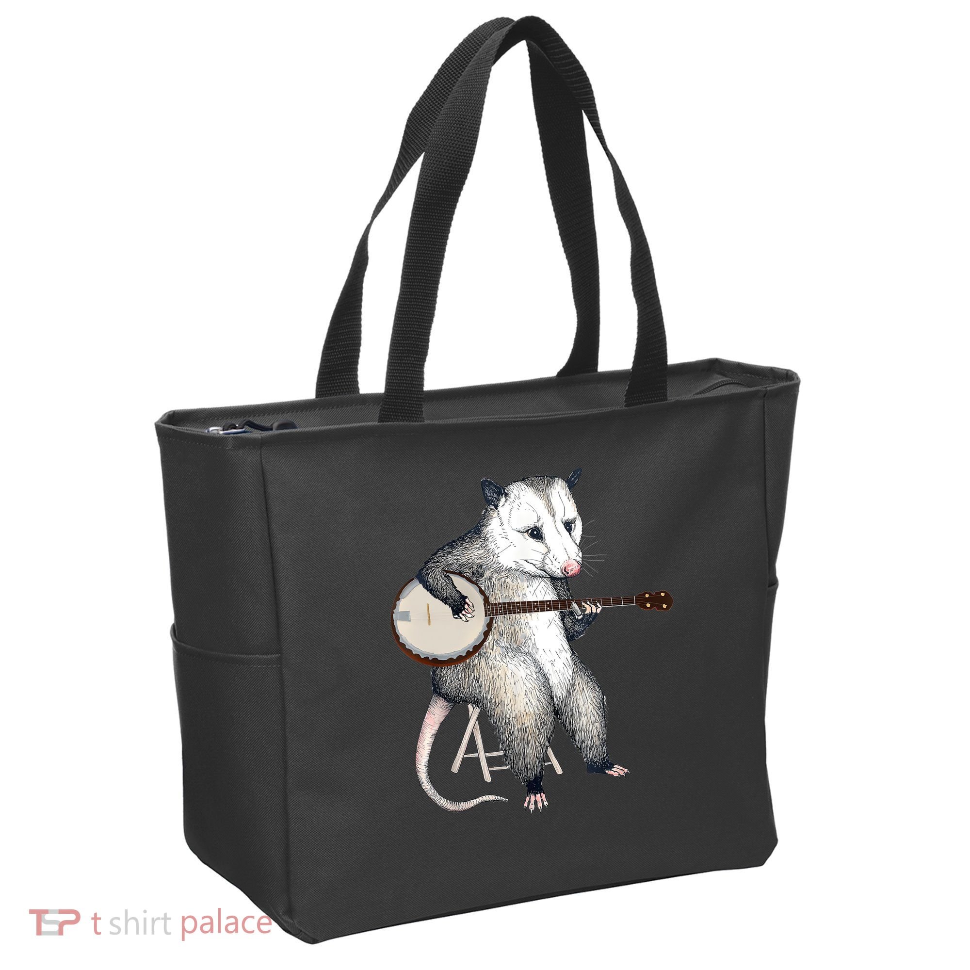 Opossum Playing Banjo Guitar Possum Live Weird Trash Kitty Tote Bag