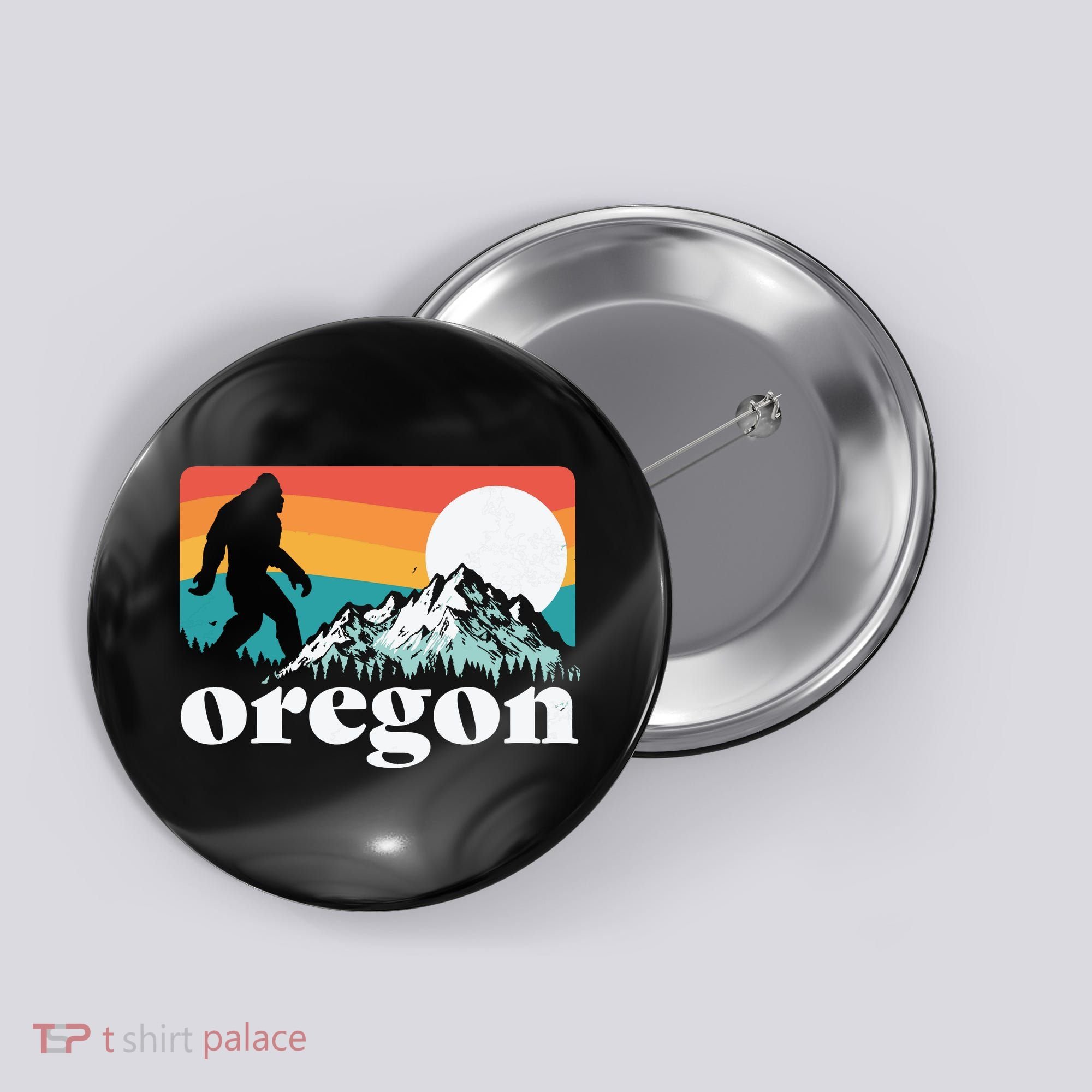 Oregon Pride Bigfoot Mountains Button