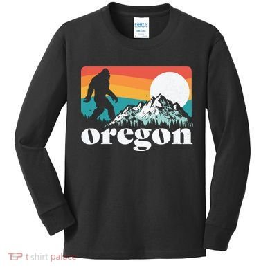 Oregon Pride Bigfoot Mountains Kids Long Sleeve Shirt