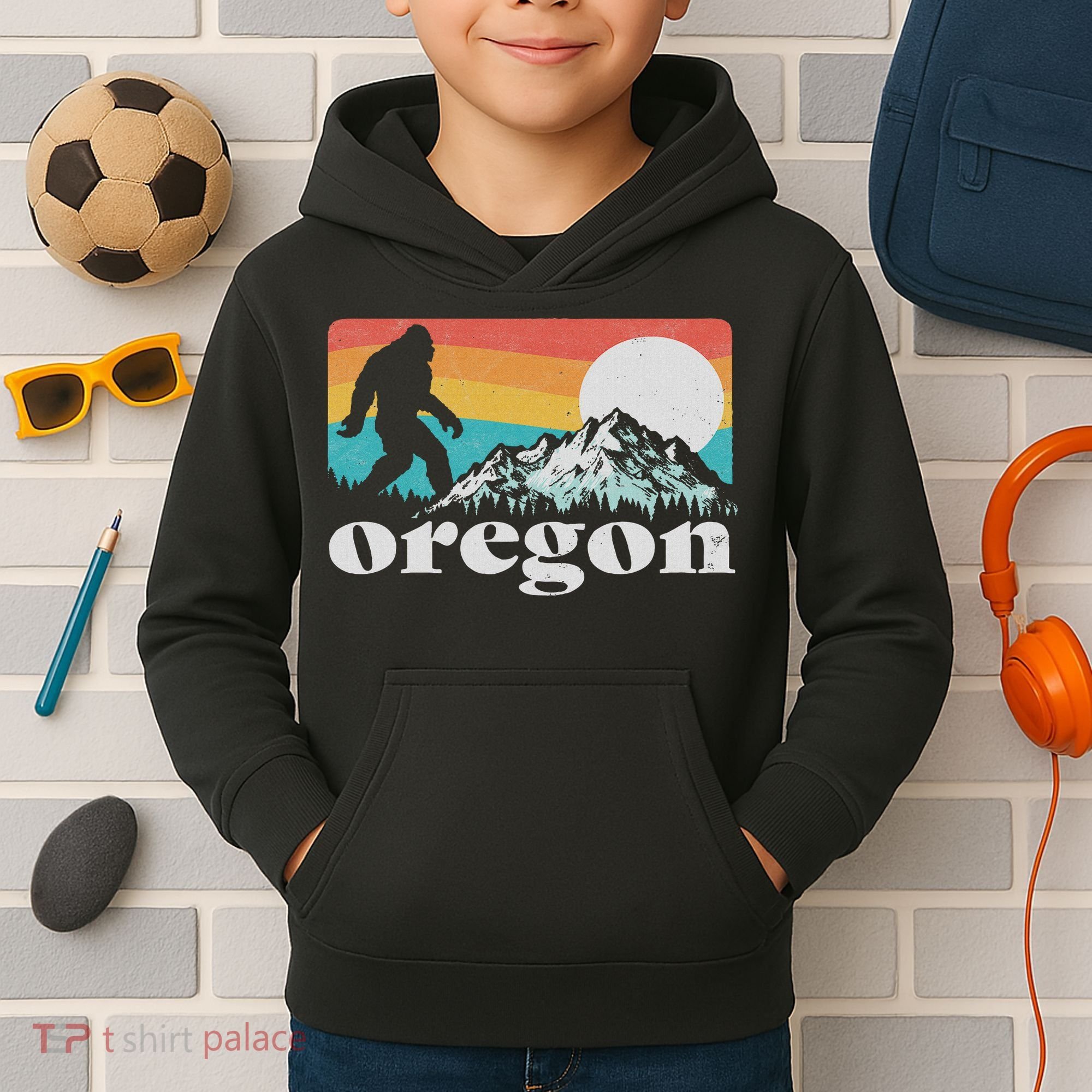 Oregon Pride Bigfoot Mountains Kids Hoodie