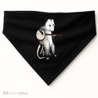 Opossum Playing Banjo Guitar Possum Live Weird Trash Kitty USA-Made Doggie Bandana