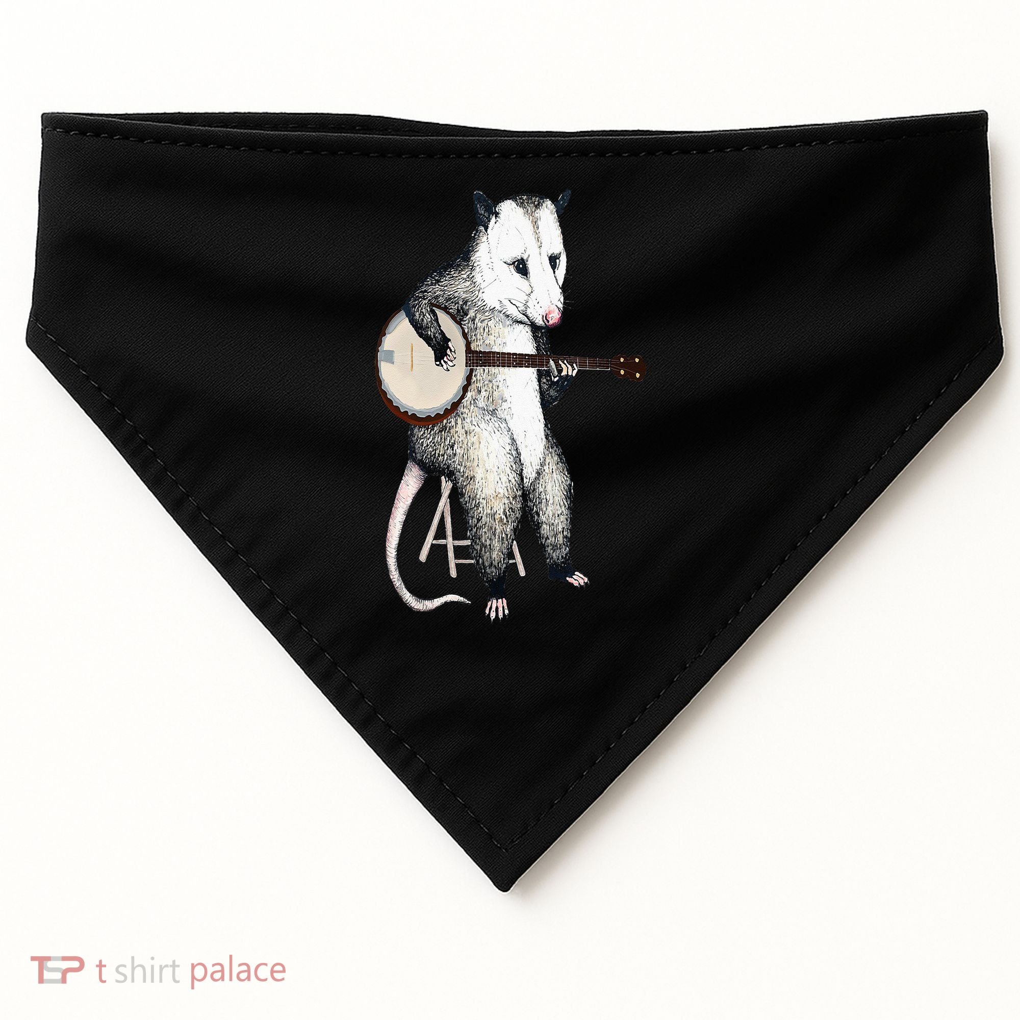 Opossum Playing Banjo Guitar Possum Live Weird Trash Kitty USA-Made Doggie Bandana