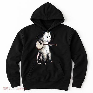 Opossum Playing Banjo Guitar Possum Live Weird Trash Kitty Hoodie