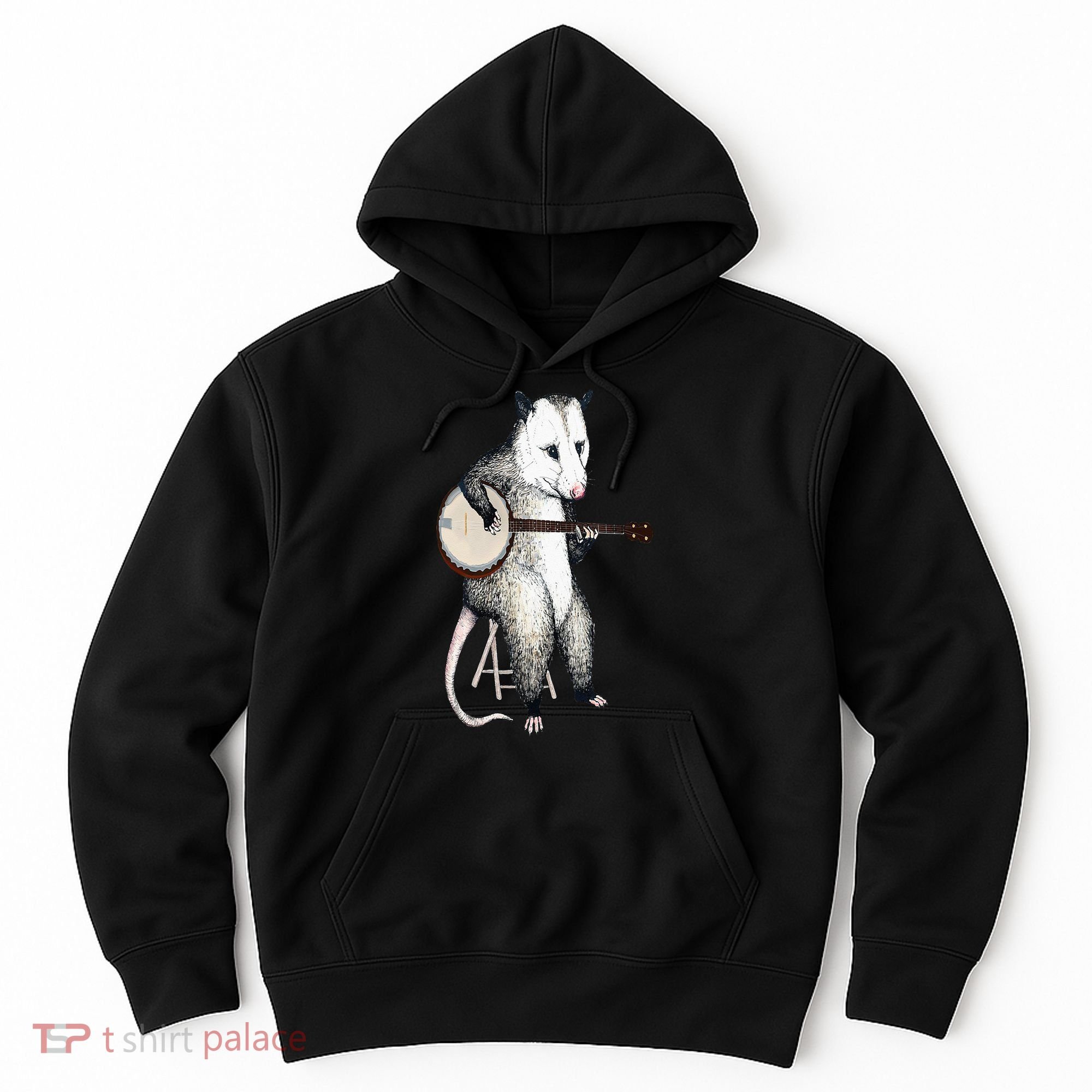 Opossum Playing Banjo Guitar Possum Live Weird Trash Kitty Hoodie