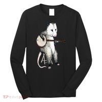 Opossum Playing Banjo Guitar Possum Live Weird Trash Kitty Long Sleeve Shirt thumb 0