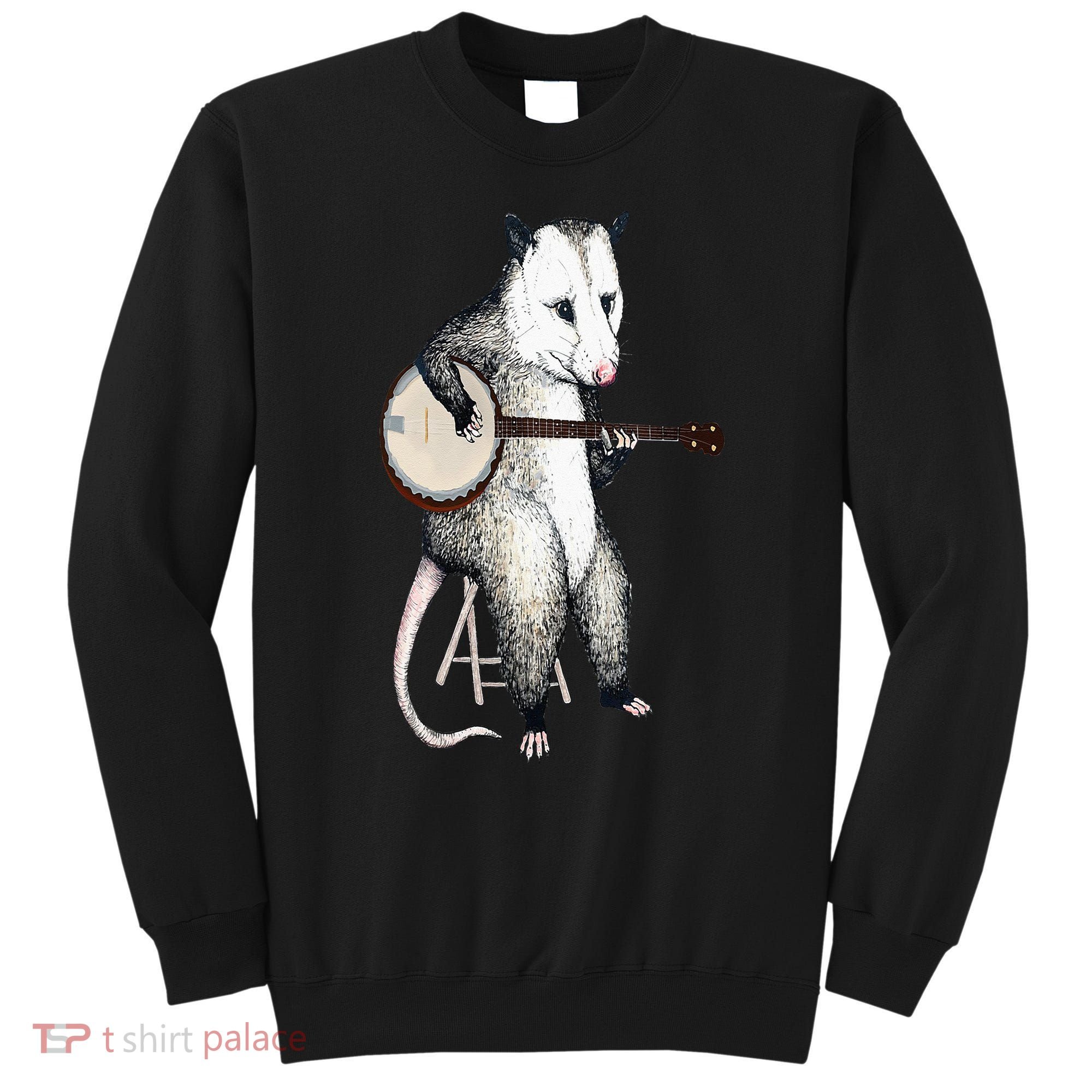 Opossum Playing Banjo Guitar Possum Live Weird Trash Kitty Sweatshirt
