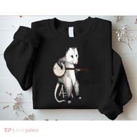Opossum Playing Banjo Guitar Possum Live Weird Trash Kitty Sweatshirt thumb 2