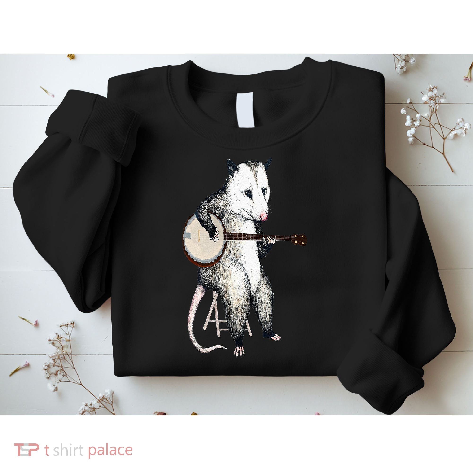 Opossum Playing Banjo Guitar Possum Live Weird Trash Kitty Sweatshirt
