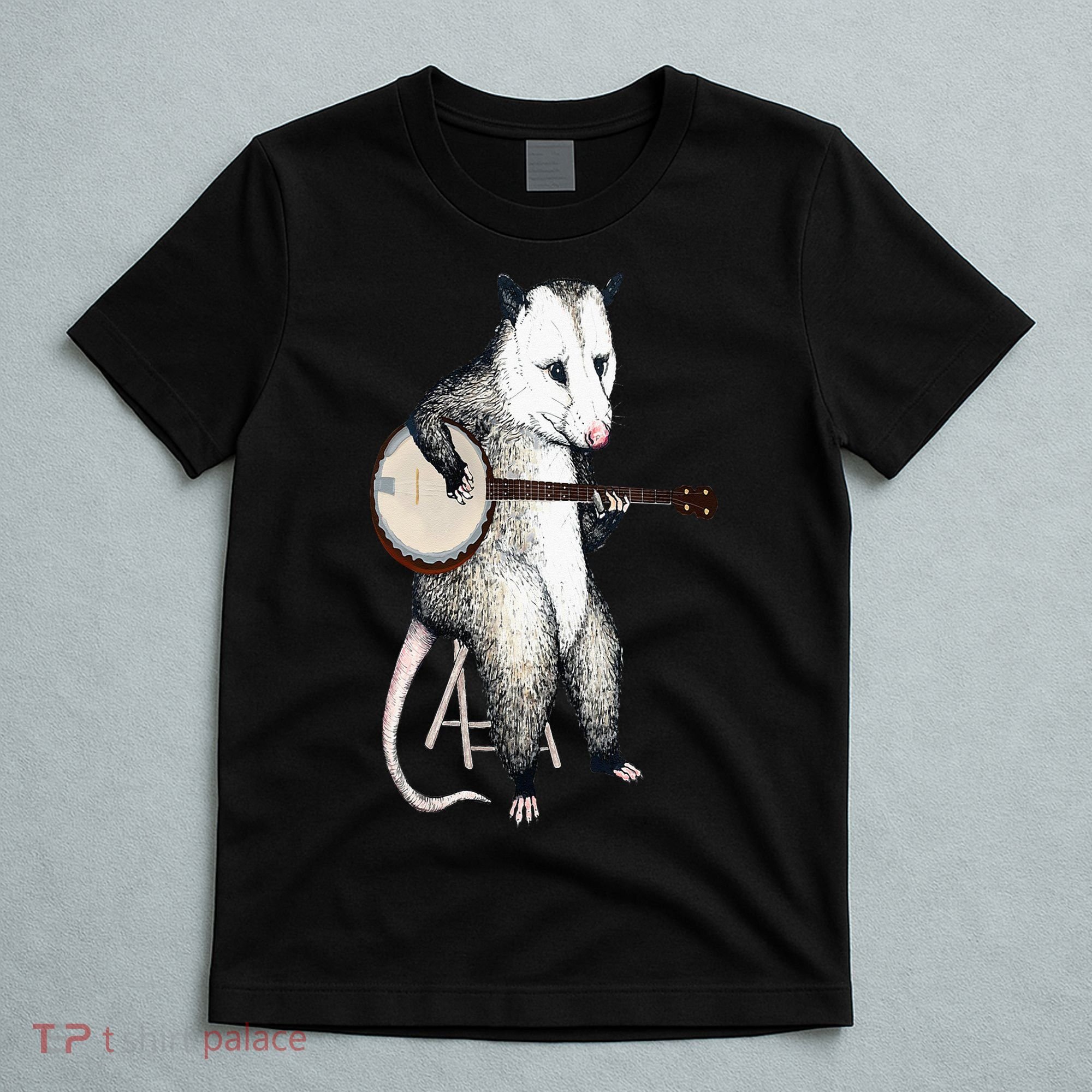Opossum Playing Banjo Guitar Possum Live Weird Trash Kitty T-Shirt