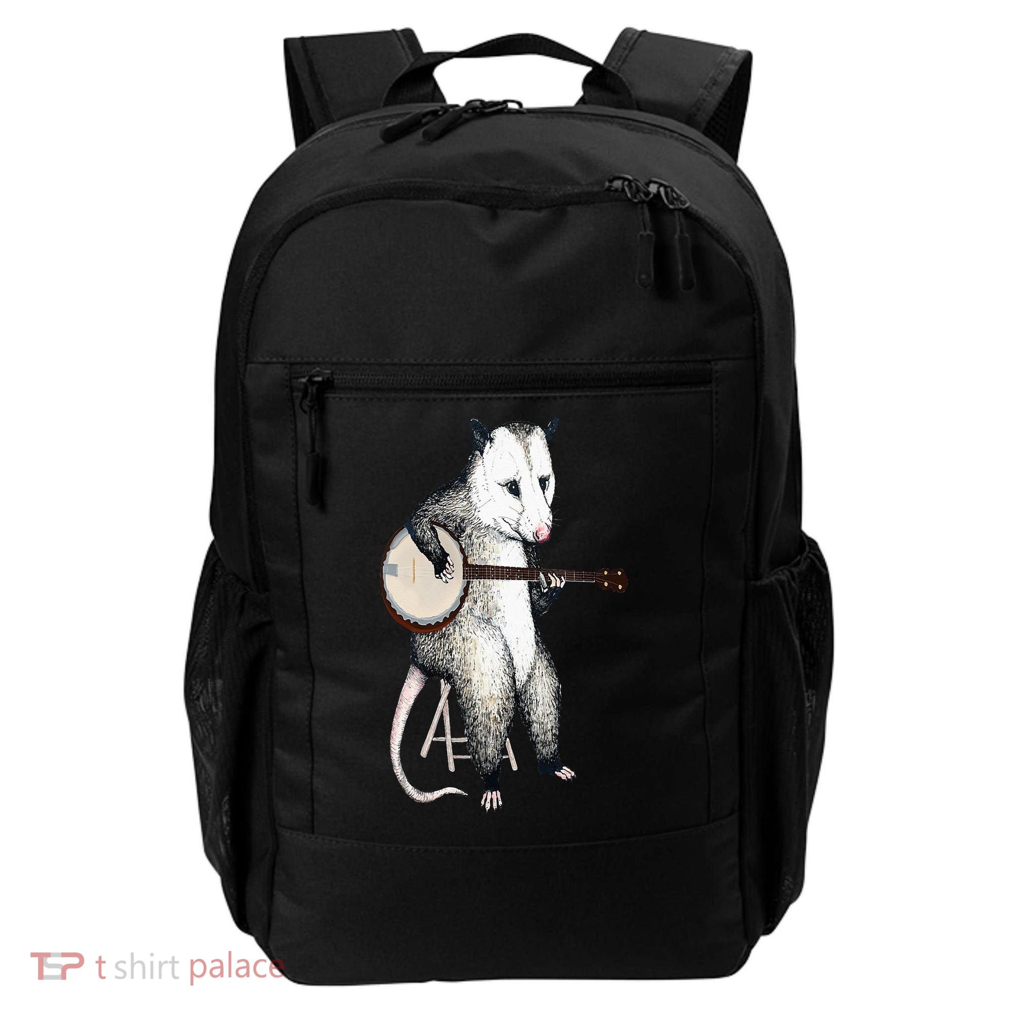 Opossum Playing Banjo Guitar Possum Live Weird Trash Kitty Backpack