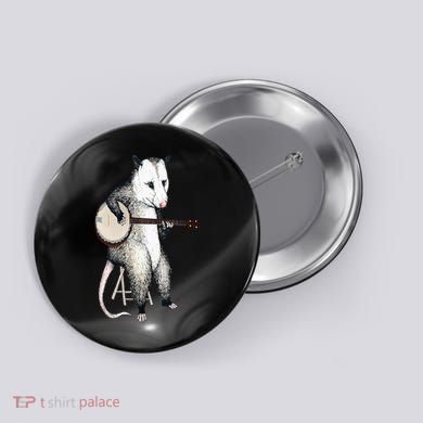 Opossum Playing Banjo Guitar Possum Live Weird Trash Kitty Button