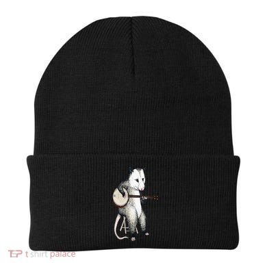 Opossum Playing Banjo Guitar Possum Live Weird Trash Kitty Beanie