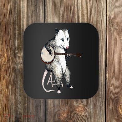 Opossum Playing Banjo Guitar Possum Live Weird Trash Kitty Coaster