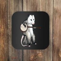 Opossum Playing Banjo Guitar Possum Live Weird Trash Kitty Coaster thumb 0