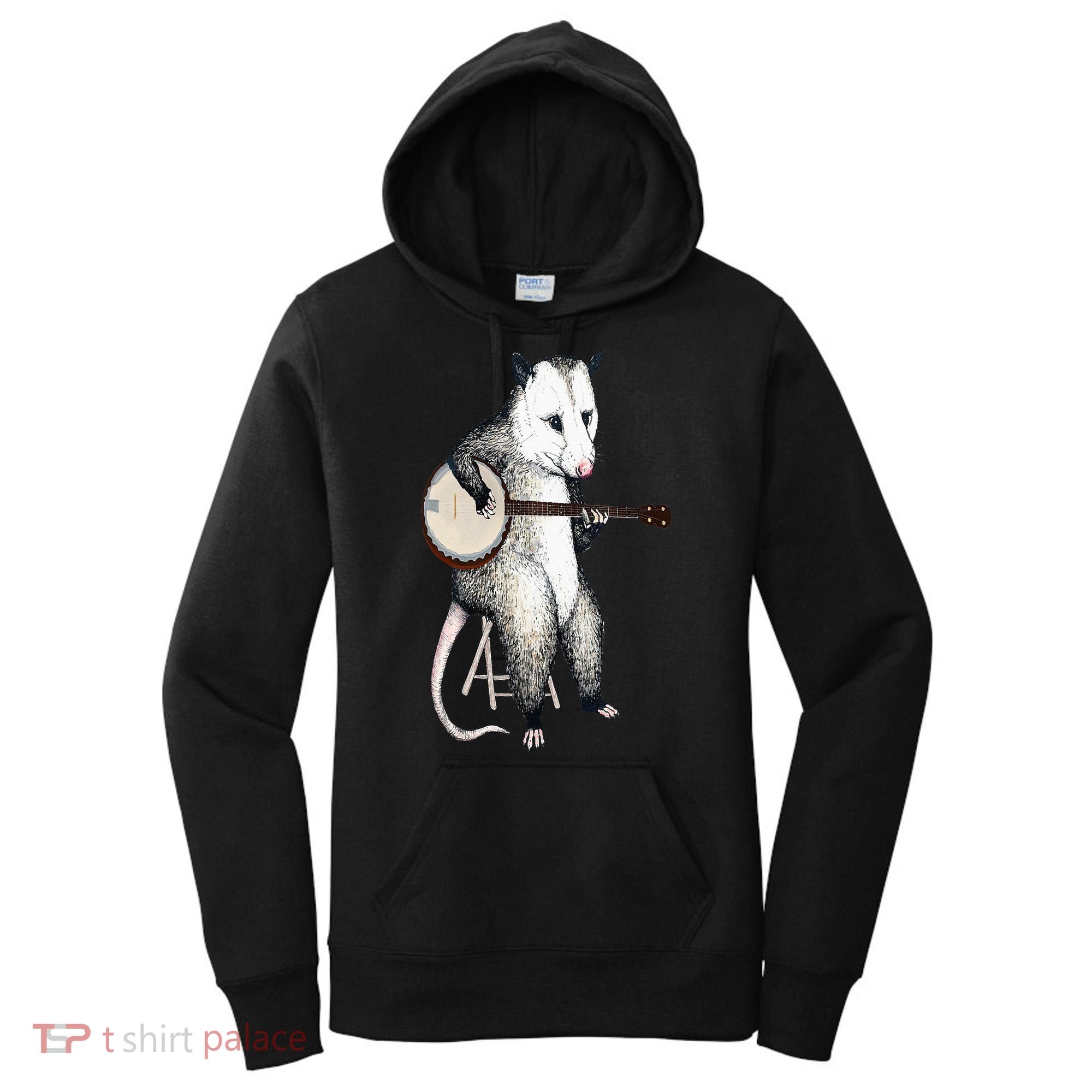 Opossum Playing Banjo Guitar Possum Live Weird Trash Kitty Women's Hoodie