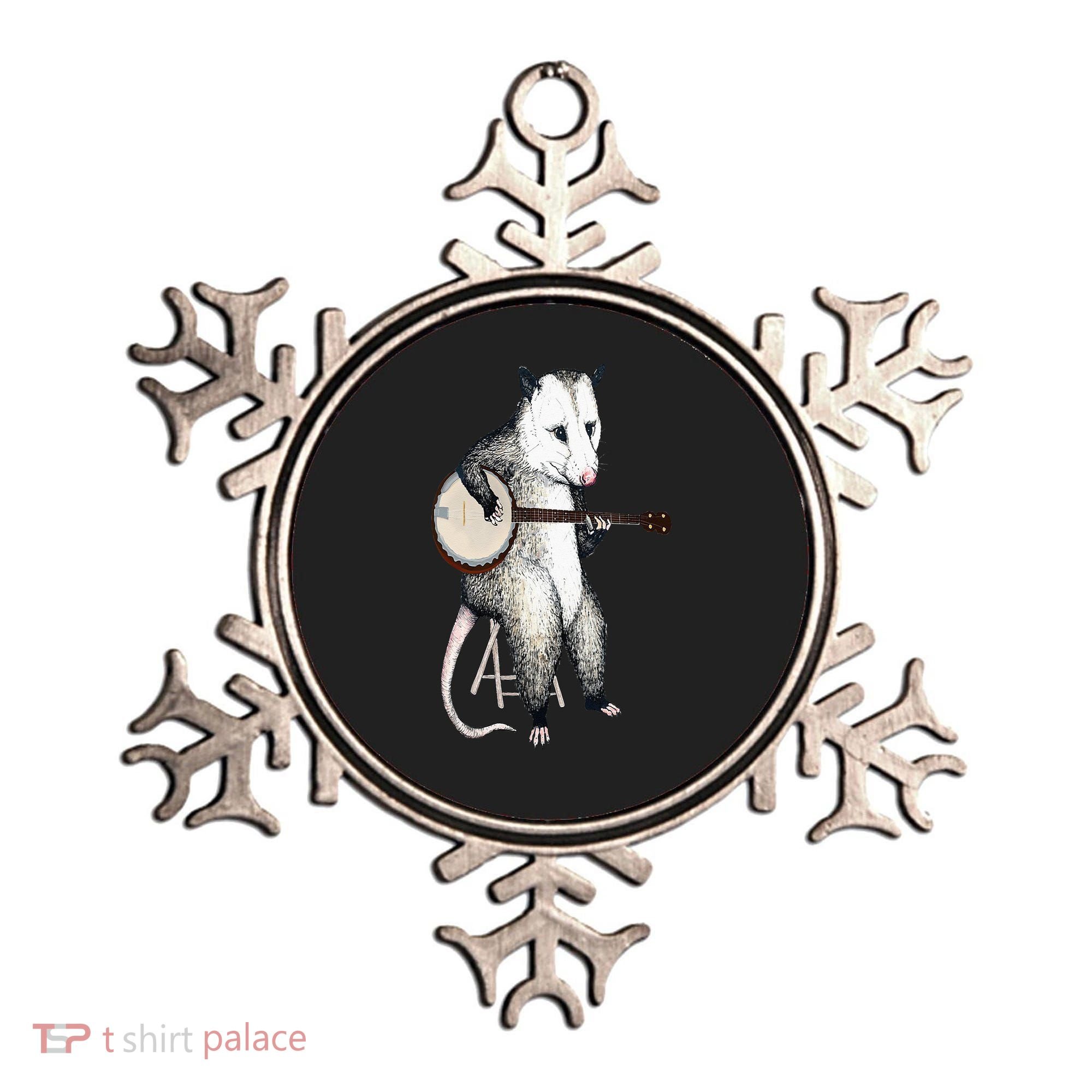 Opossum Playing Banjo Guitar Possum Live Weird Trash Kitty Ornament