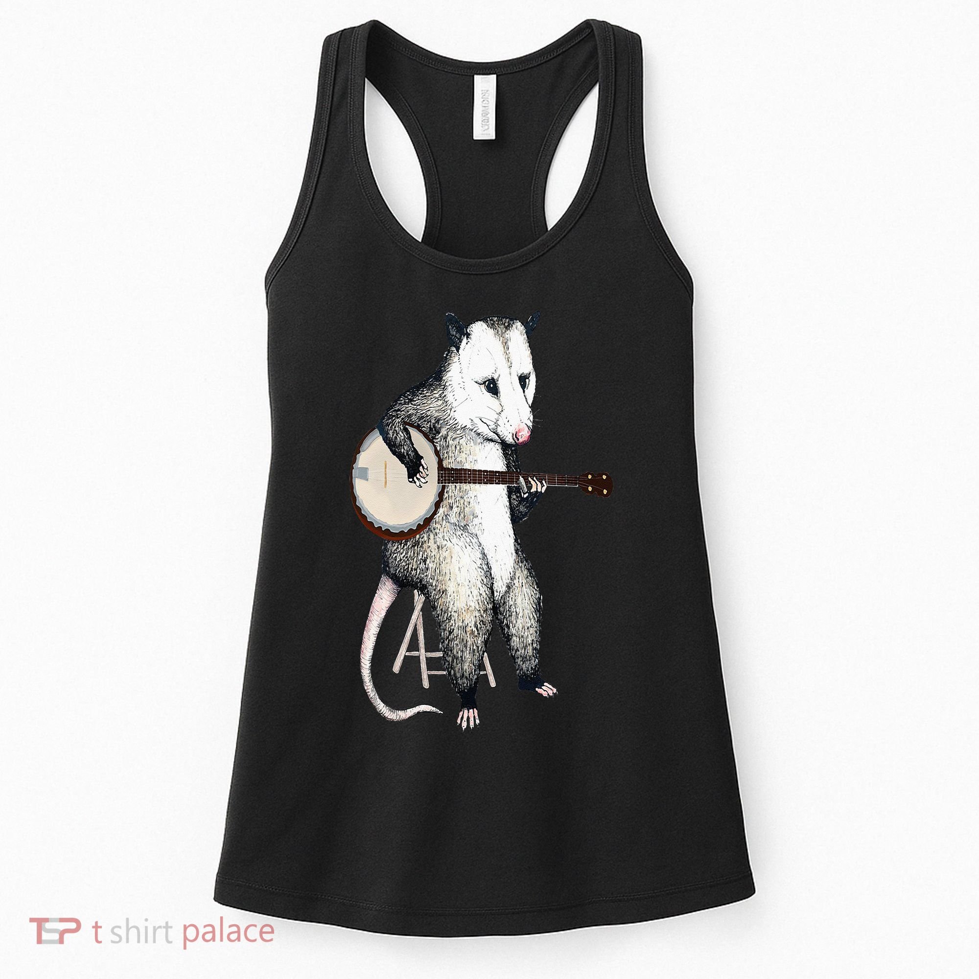 Opossum Playing Banjo Guitar Possum Live Weird Trash Kitty Women's Tank Top