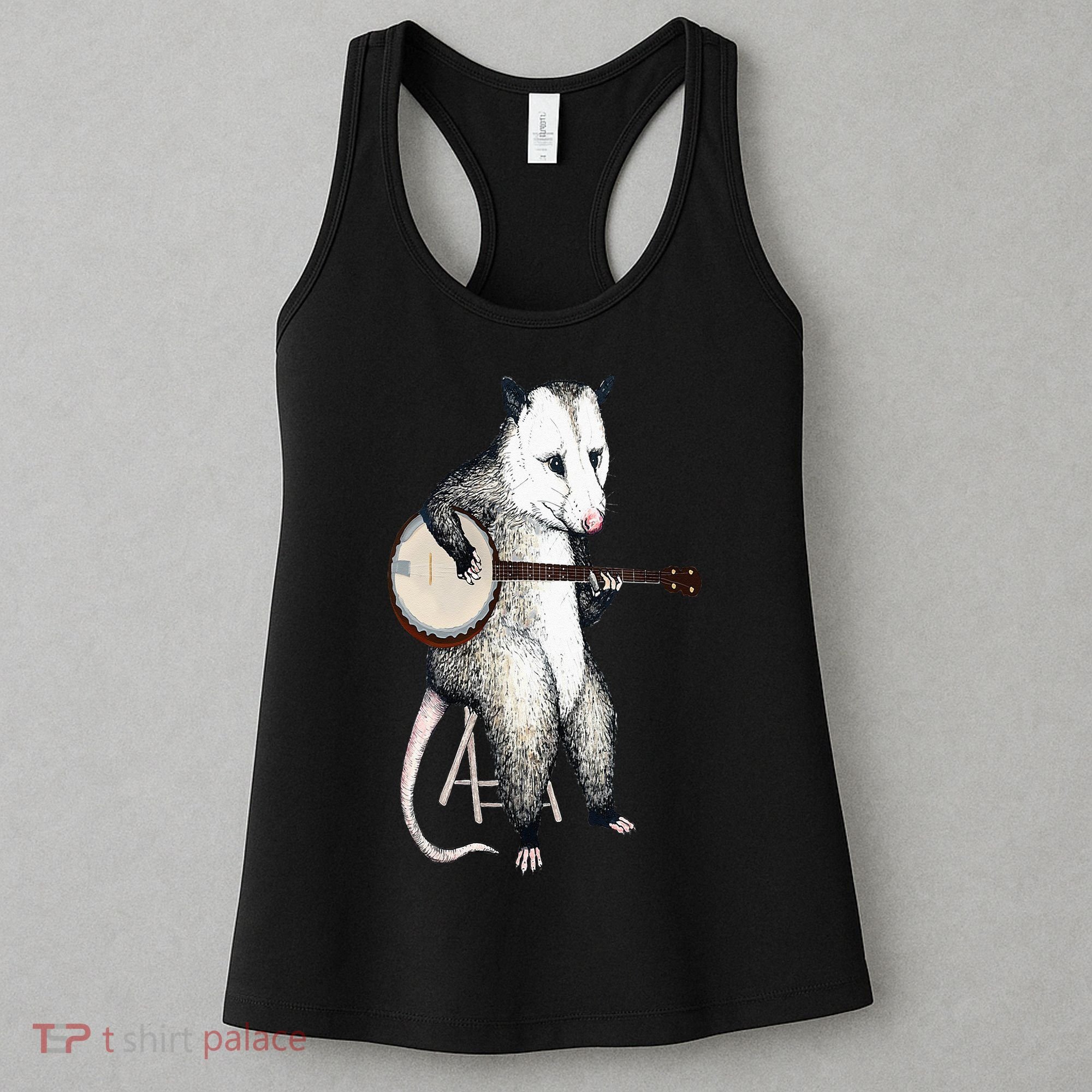 Opossum Playing Banjo Guitar Possum Live Weird Trash Kitty Women's Tank Top