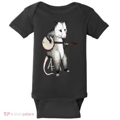 Opossum Playing Banjo Guitar Possum Live Weird Trash Kitty Baby Bodysuit