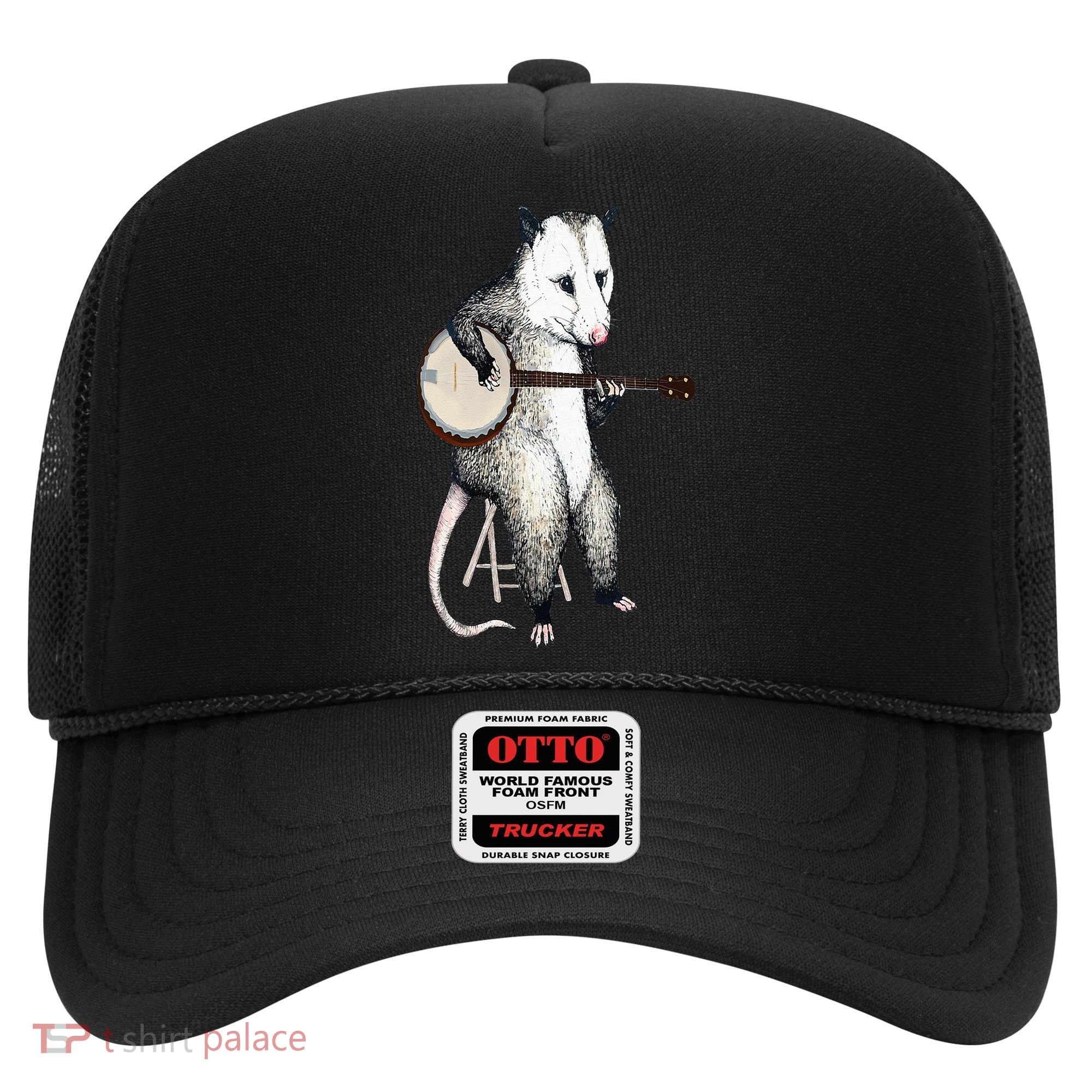 Opossum Playing Banjo Guitar Possum Live Weird Trash Kitty Hat
