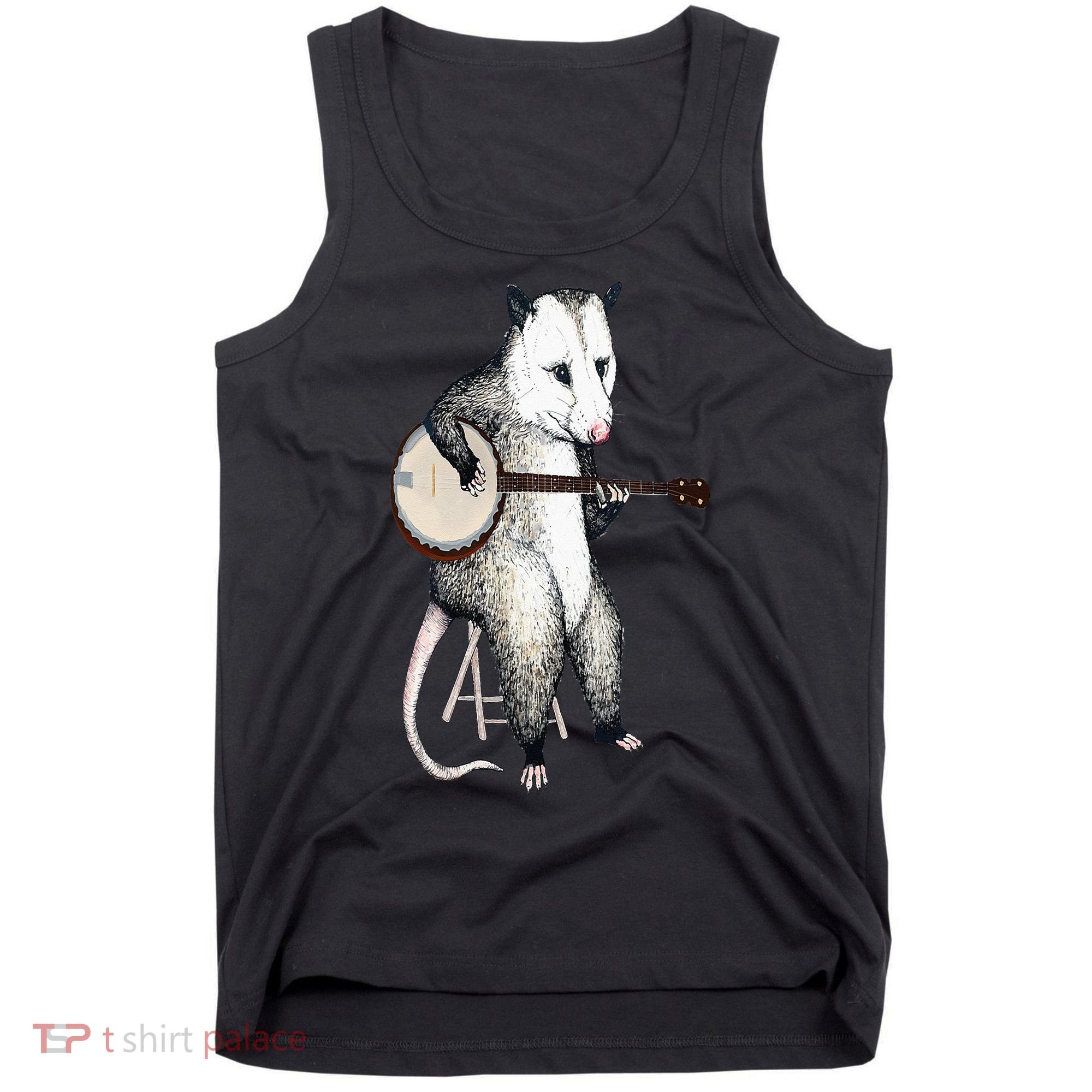Opossum Playing Banjo Guitar Possum Live Weird Trash Kitty Tank Top