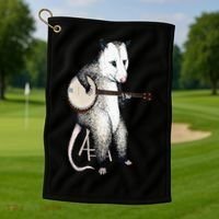 Opossum Playing Banjo Guitar Possum Live Weird Trash Kitty Golf Towel thumb 1