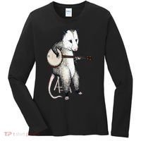 Opossum Playing Banjo Guitar Possum Live Weird Trash Kitty Women's Long Sleeve Shirt thumb 0