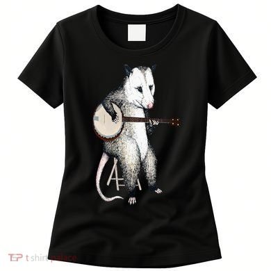 Opossum Playing Banjo Guitar Possum Live Weird Trash Kitty Women's T-Shirt