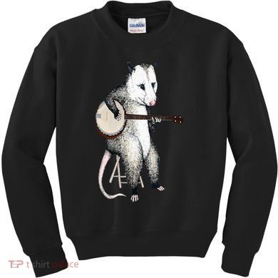 Opossum Playing Banjo Guitar Possum Live Weird Trash Kitty Kids Sweatshirt