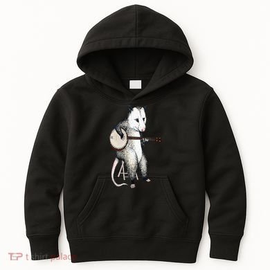 Opossum Playing Banjo Guitar Possum Live Weird Trash Kitty Kids Hoodie