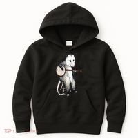 Opossum Playing Banjo Guitar Possum Live Weird Trash Kitty Kids Hoodie thumb 0