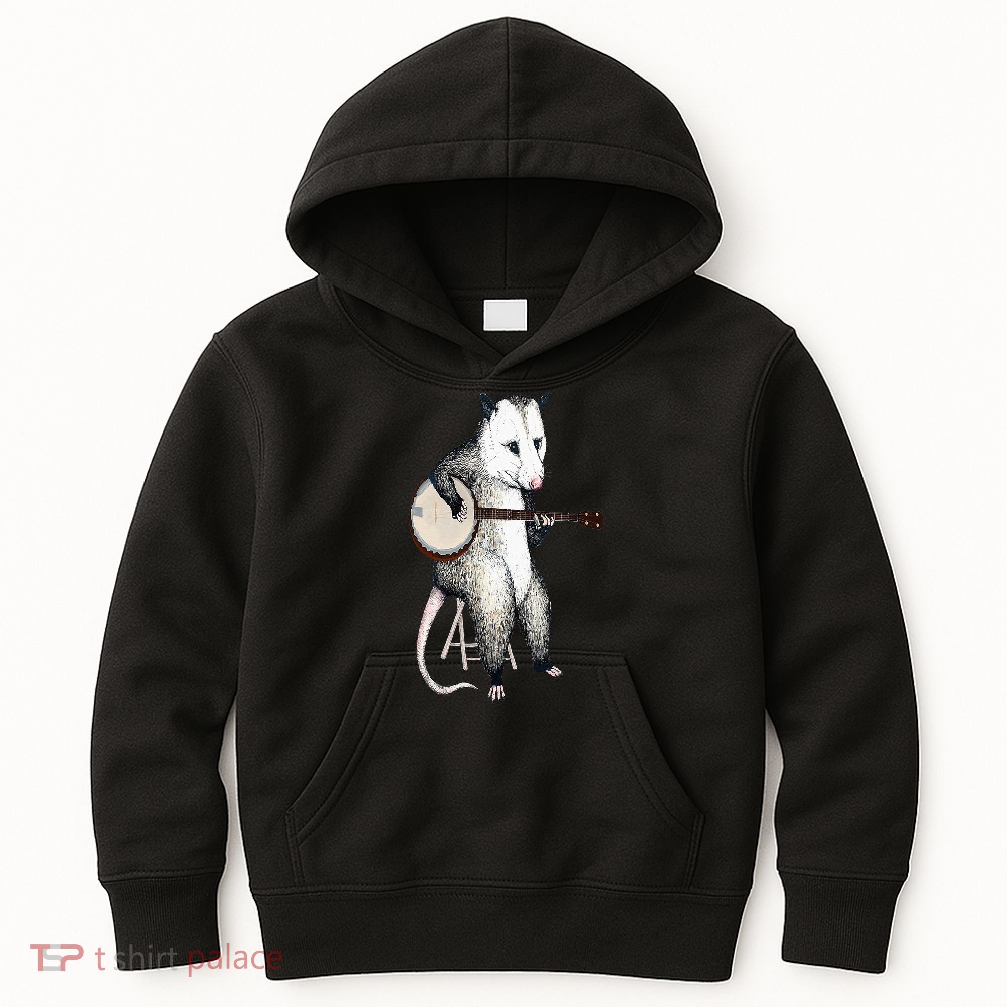 Opossum Playing Banjo Guitar Possum Live Weird Trash Kitty Kids Hoodie
