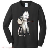 Opossum Playing Banjo Guitar Possum Live Weird Trash Kitty Kids Long Sleeve Shirt thumb 0