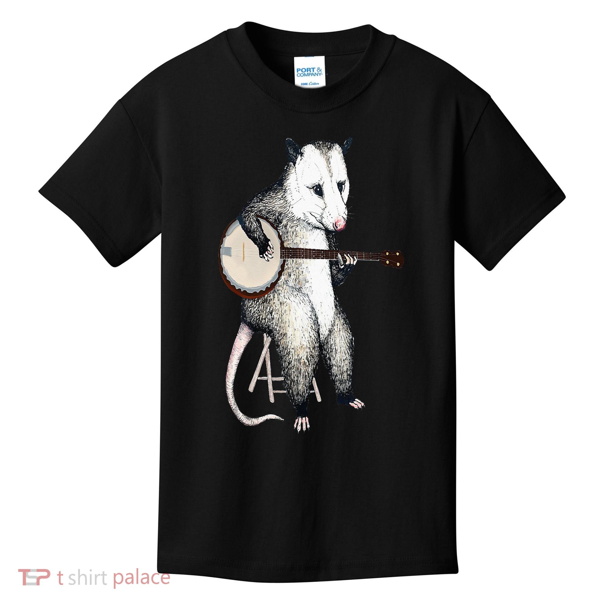 Opossum Playing Banjo Guitar Possum Live Weird Trash Kitty Kids T-Shirt