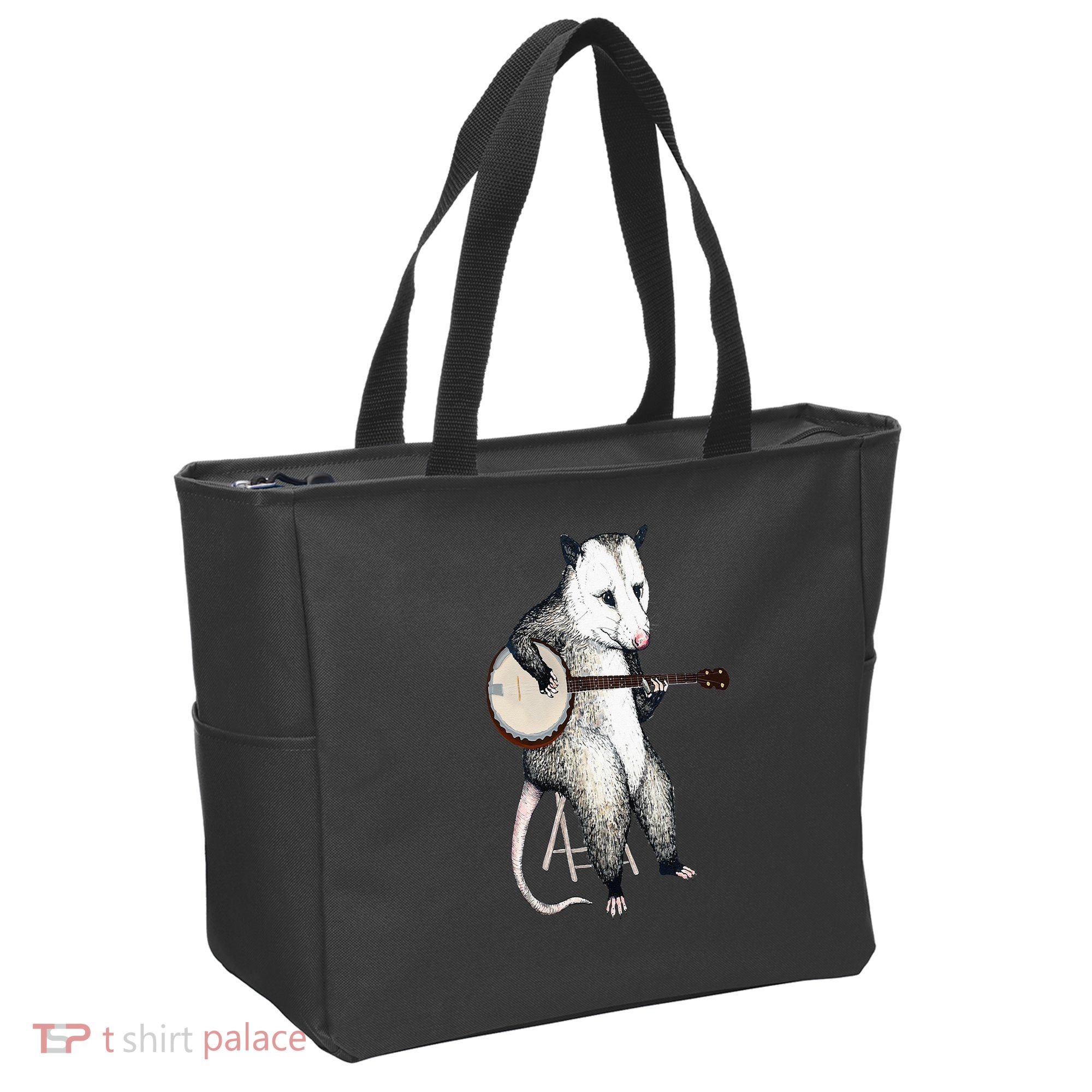 Opossum Playing Banjo Guitar Possum Live Weird Trash Kitty Tote Bag